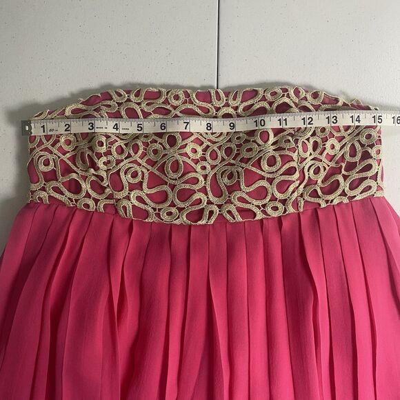Lilly Pulitzer Jillie Chiffon Strapless Dress Pink Silk Size 6 - Picture 11 of 12